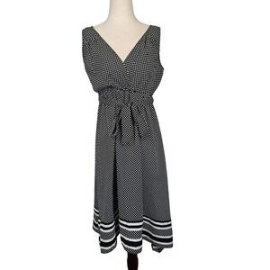 Motherhood Maternity Dress‎ Womens Small Polka Dot Sleeveless V Neck Midi Casual
